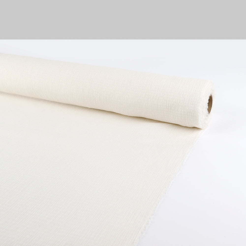 Self Stripe Silk / Cotton Crinkle Voile - Light Cream