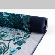 Seaflower Embroidered Tulle - Peacock