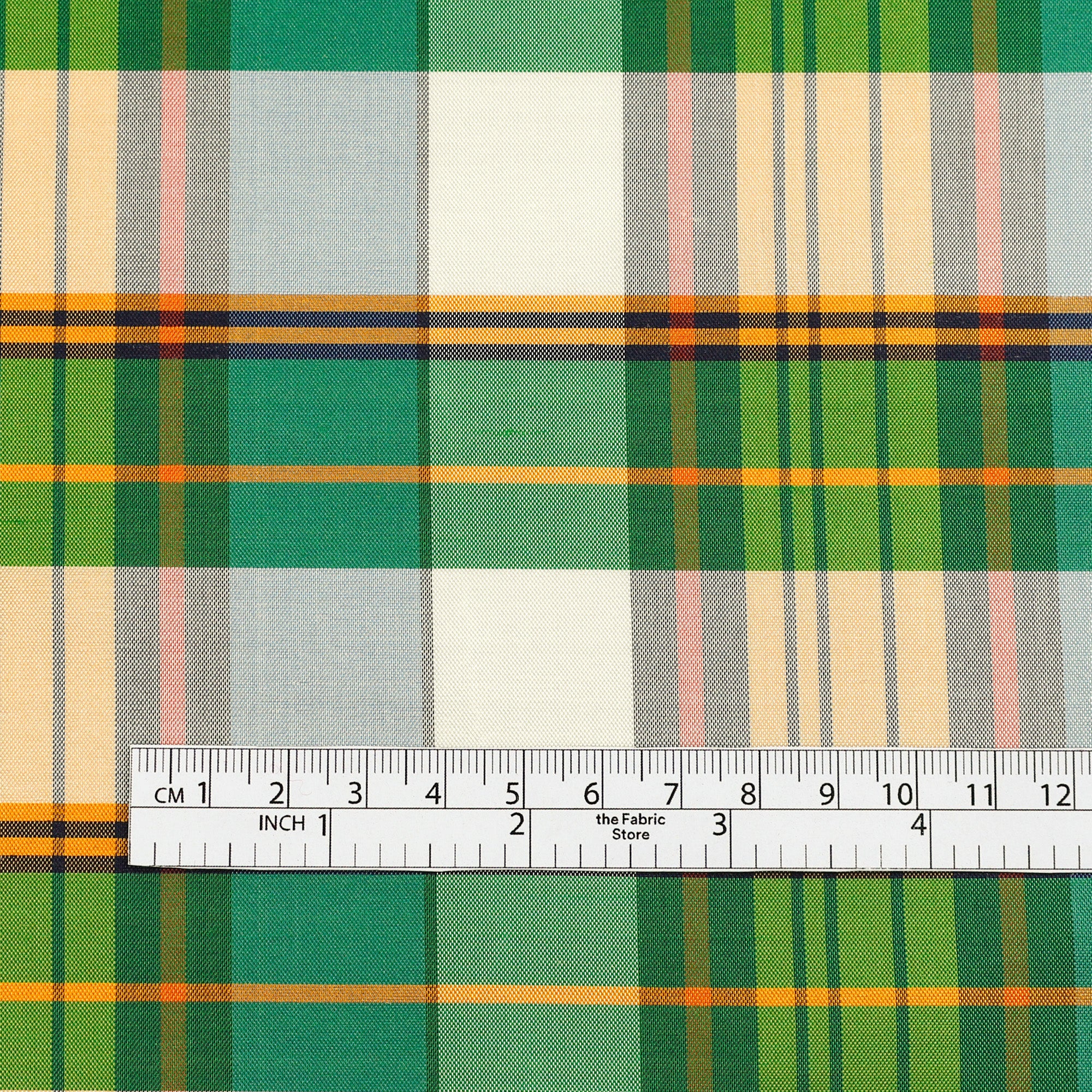 Plaid Silk / Poly Taffeta - Green Primary