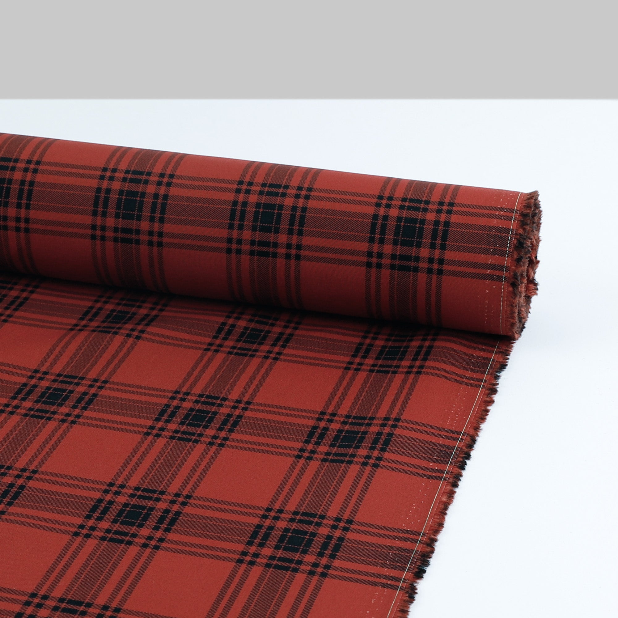 Printed Plaid Midweight Cotton - Russet