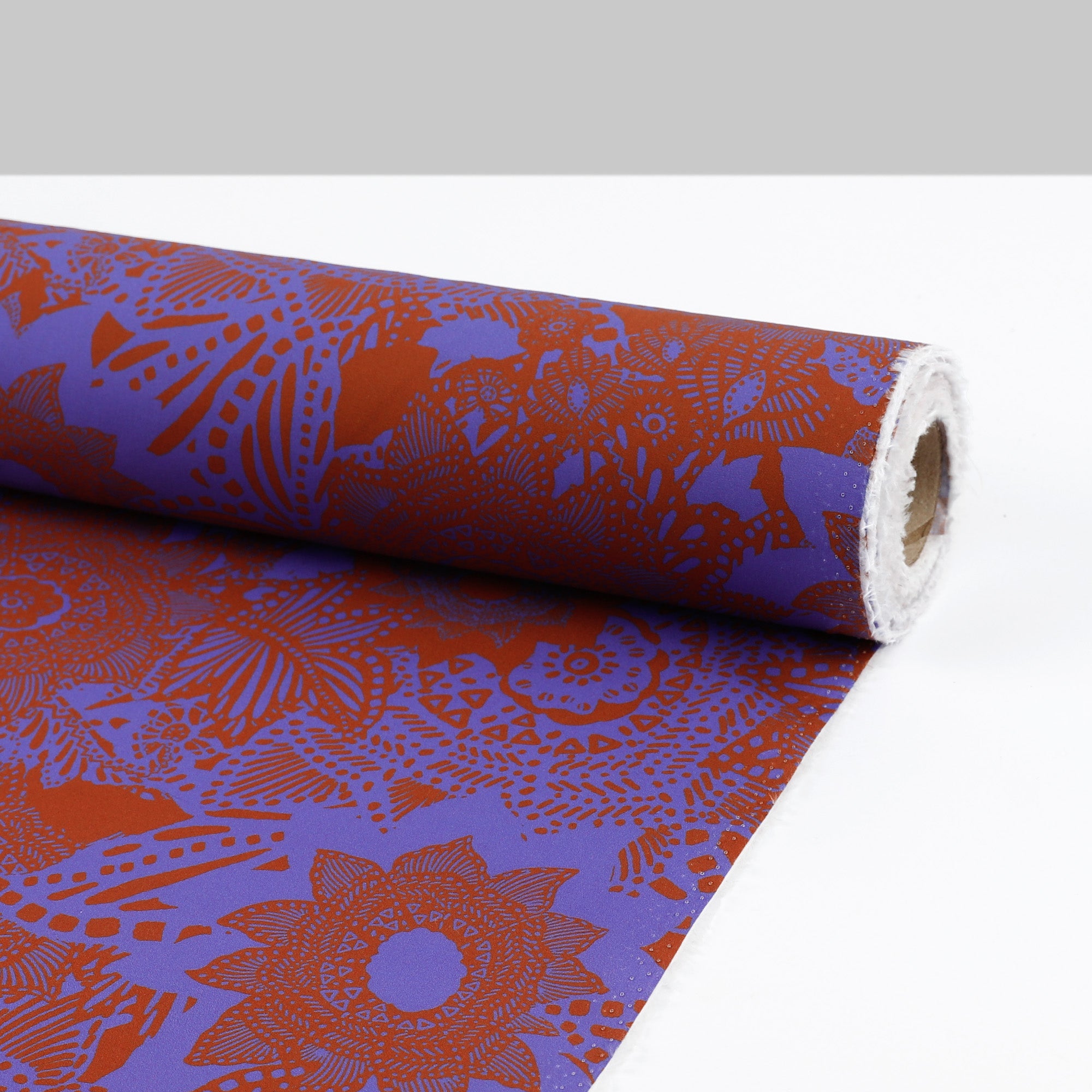 Decorative Flower Print - Burnt Umber