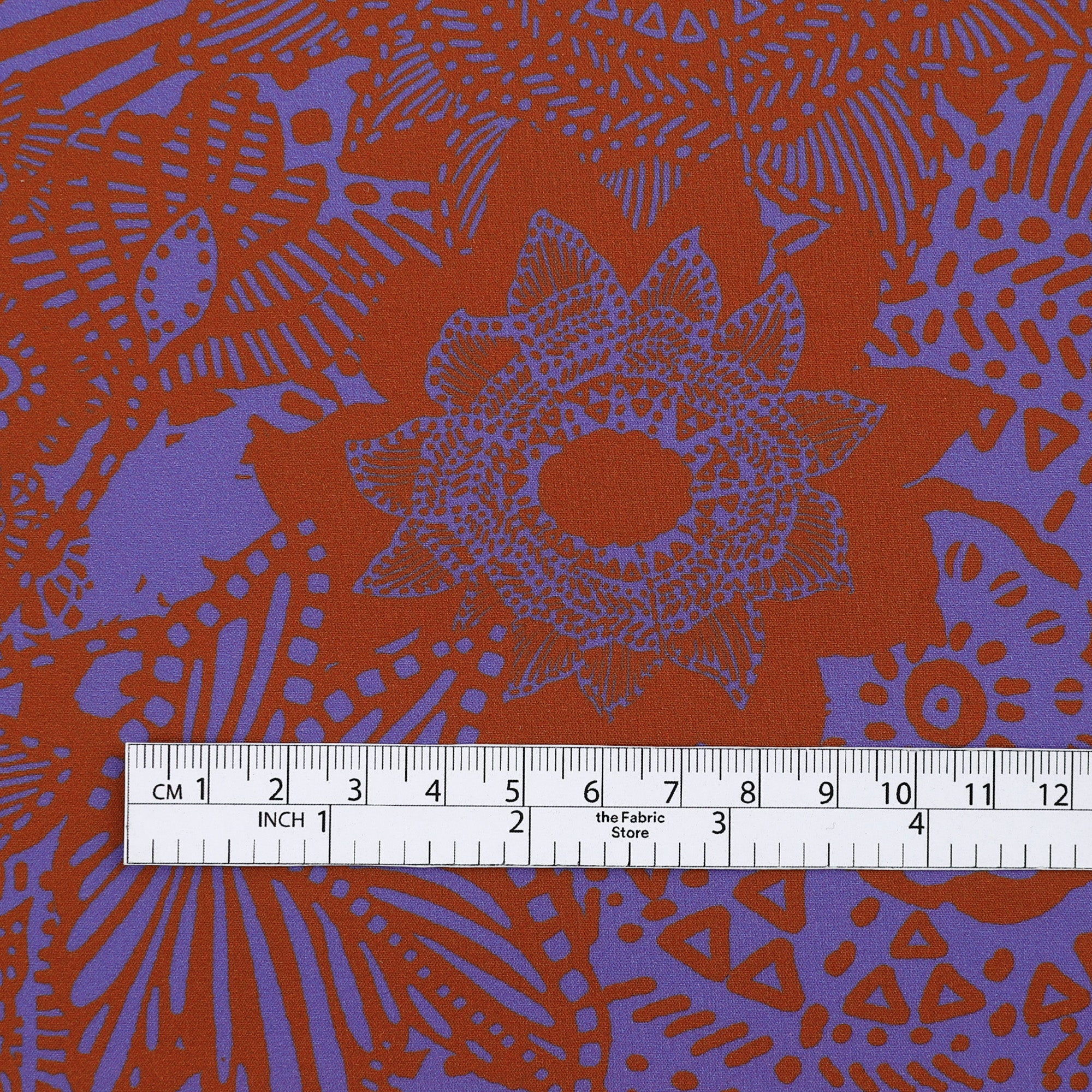 Decorative Flower Print - Burnt Umber