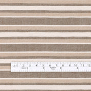 Stretch Linen Blend Twill Stripe - Choc Caramel
