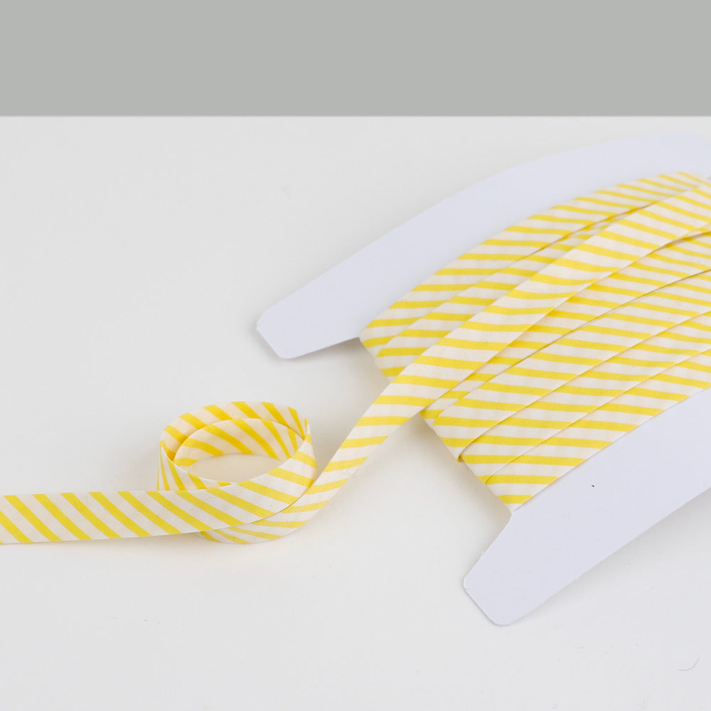 Stripe Cotton / Cupro Bias Binding - Lemon