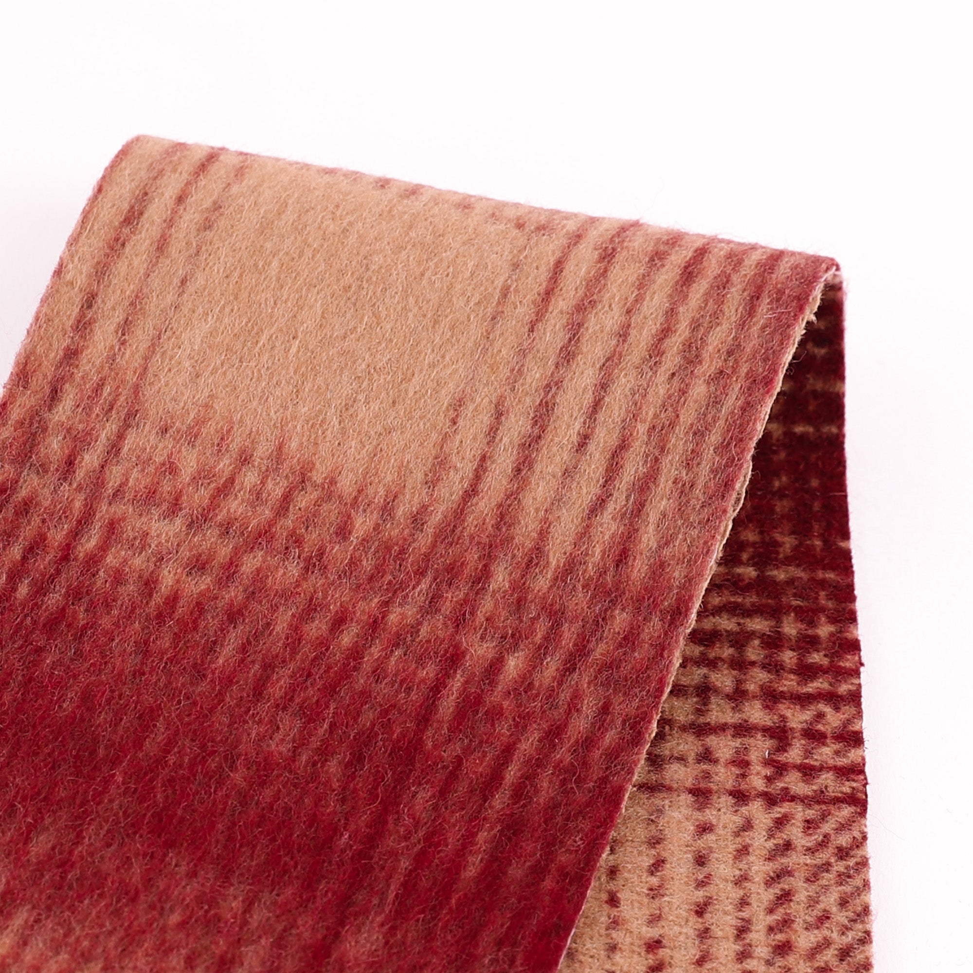 Double Faced Ombre Check Coating - Maroon