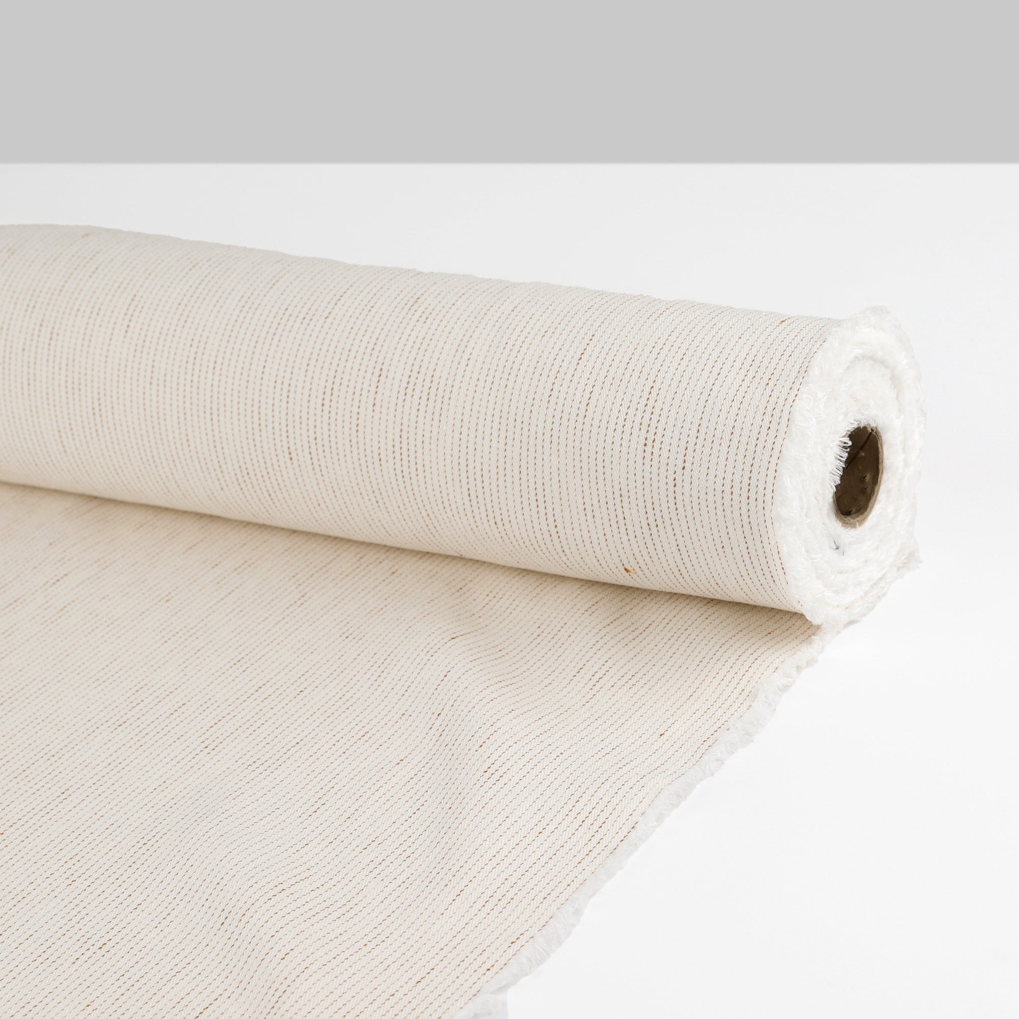 Pinstripe Stretch Linen / Poly Twill - Macadamia