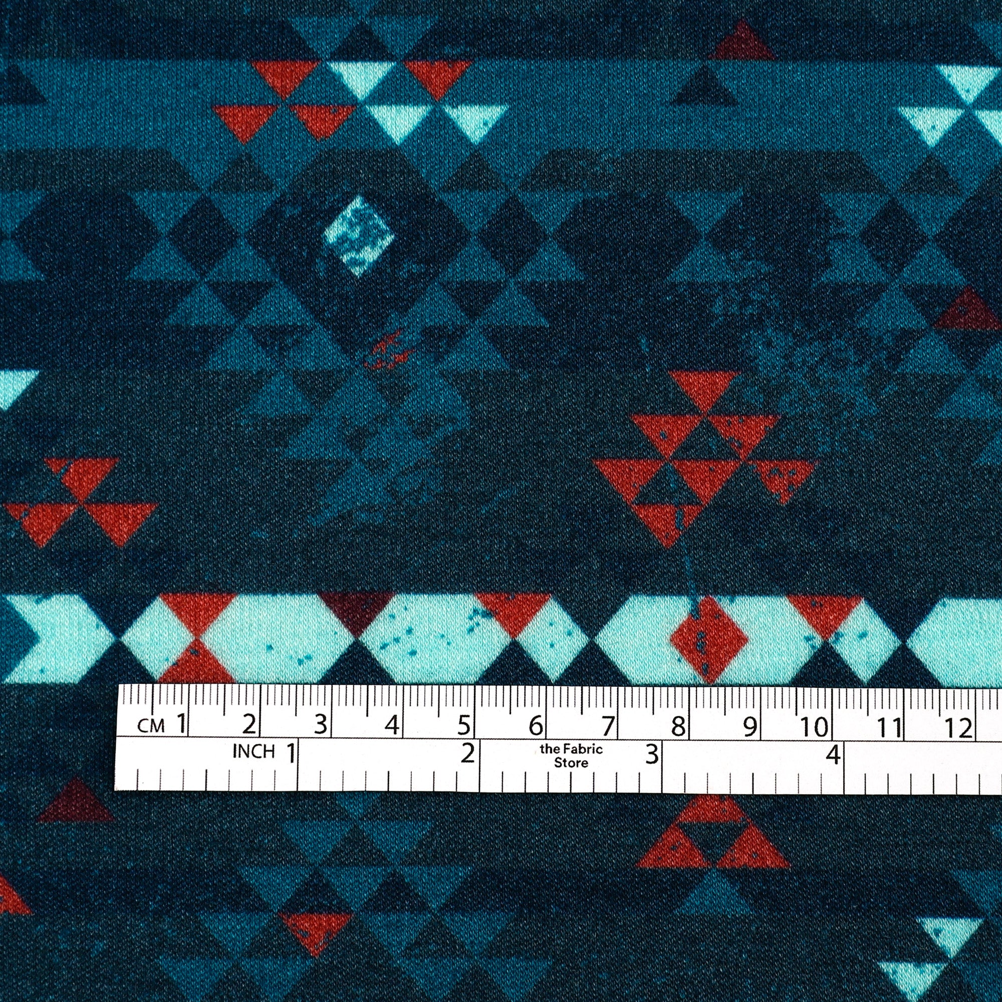 Striped Diamonds Printed Merino - Teal Mix