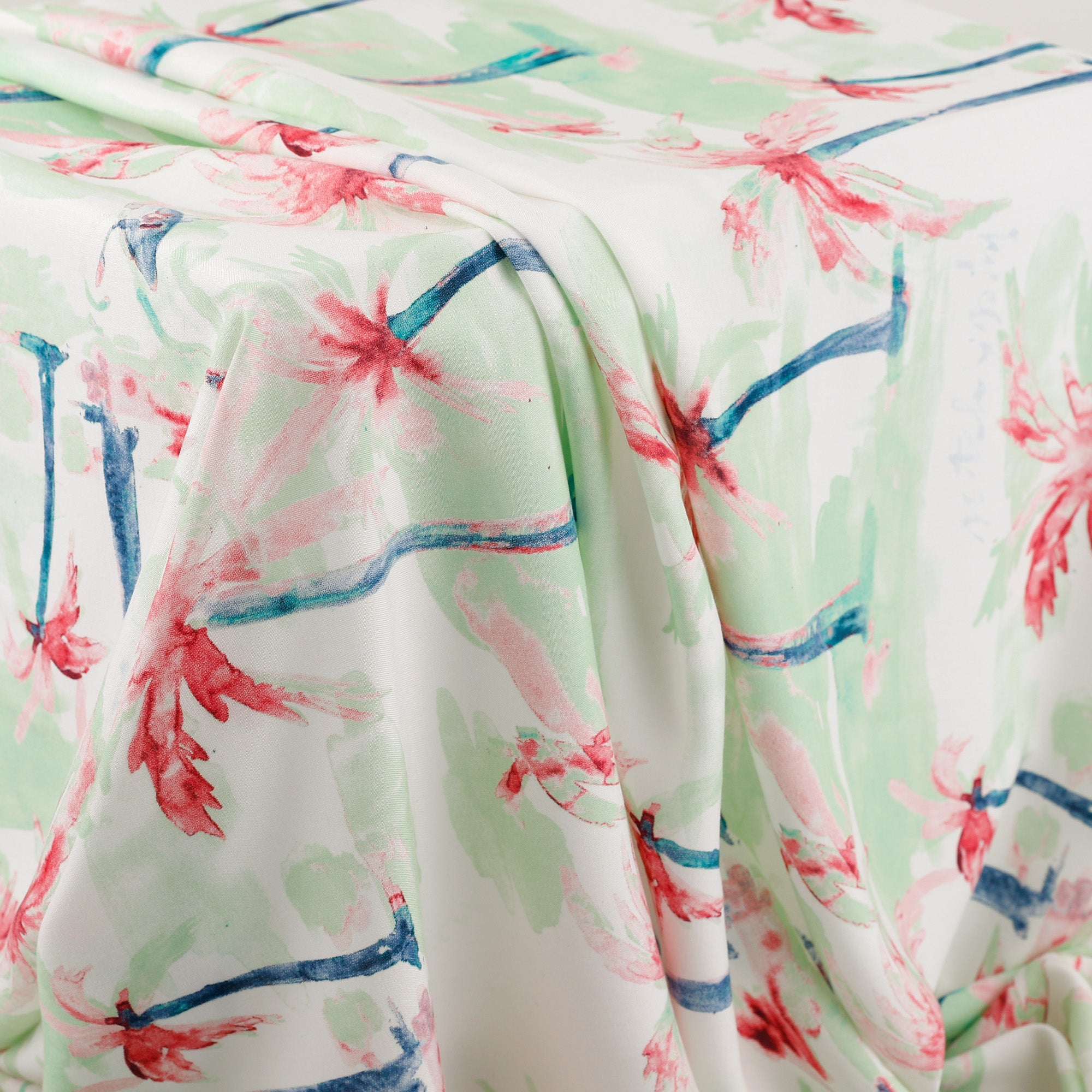 Watercolour Palm Rayon Challis - Mint