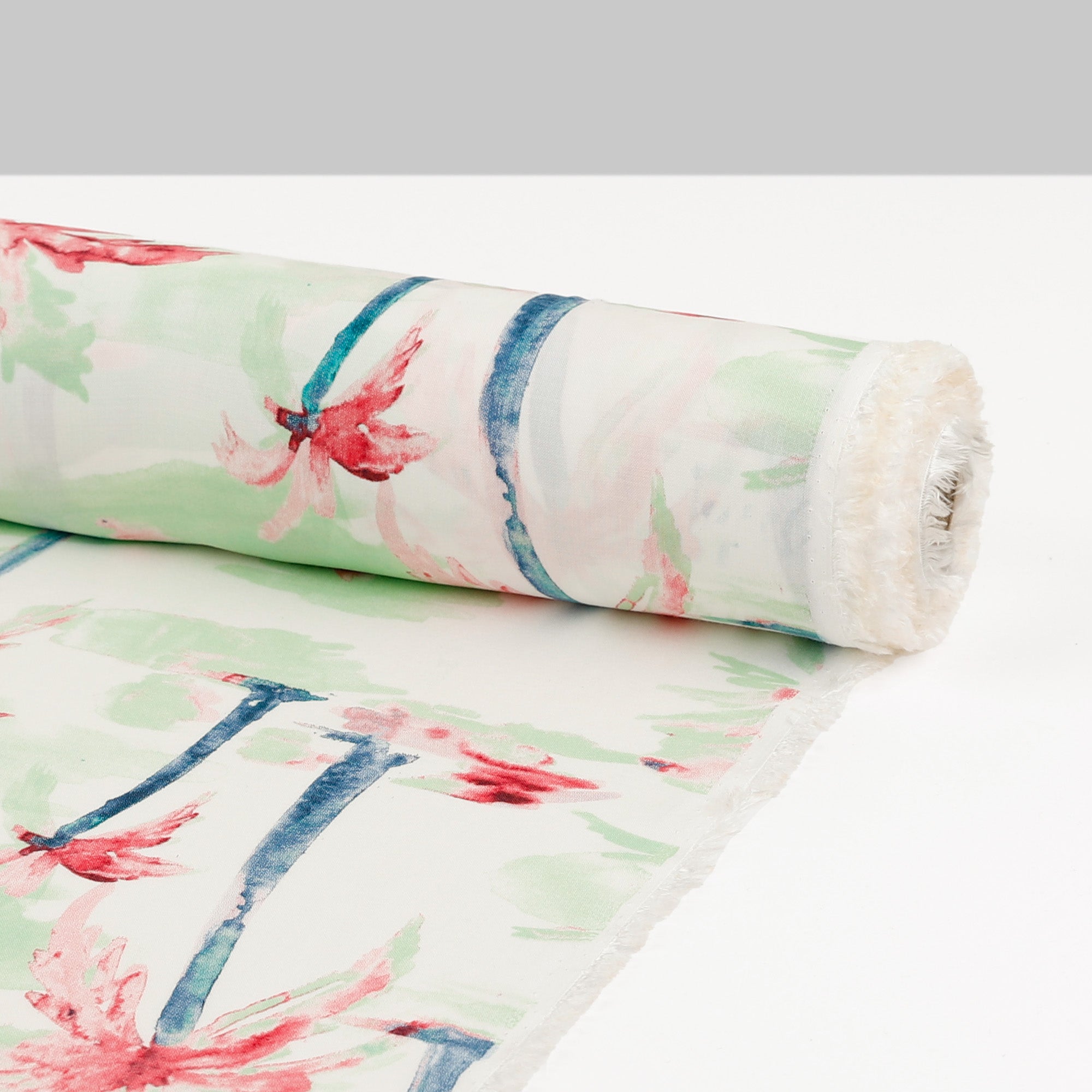 Watercolour Palm Rayon Challis - Mint