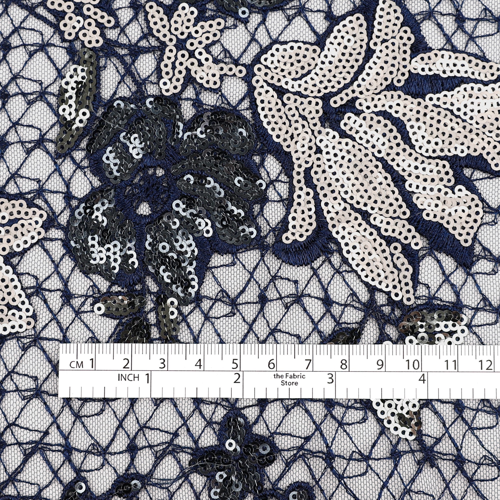 Tulip Embroidered Tulle - Marine