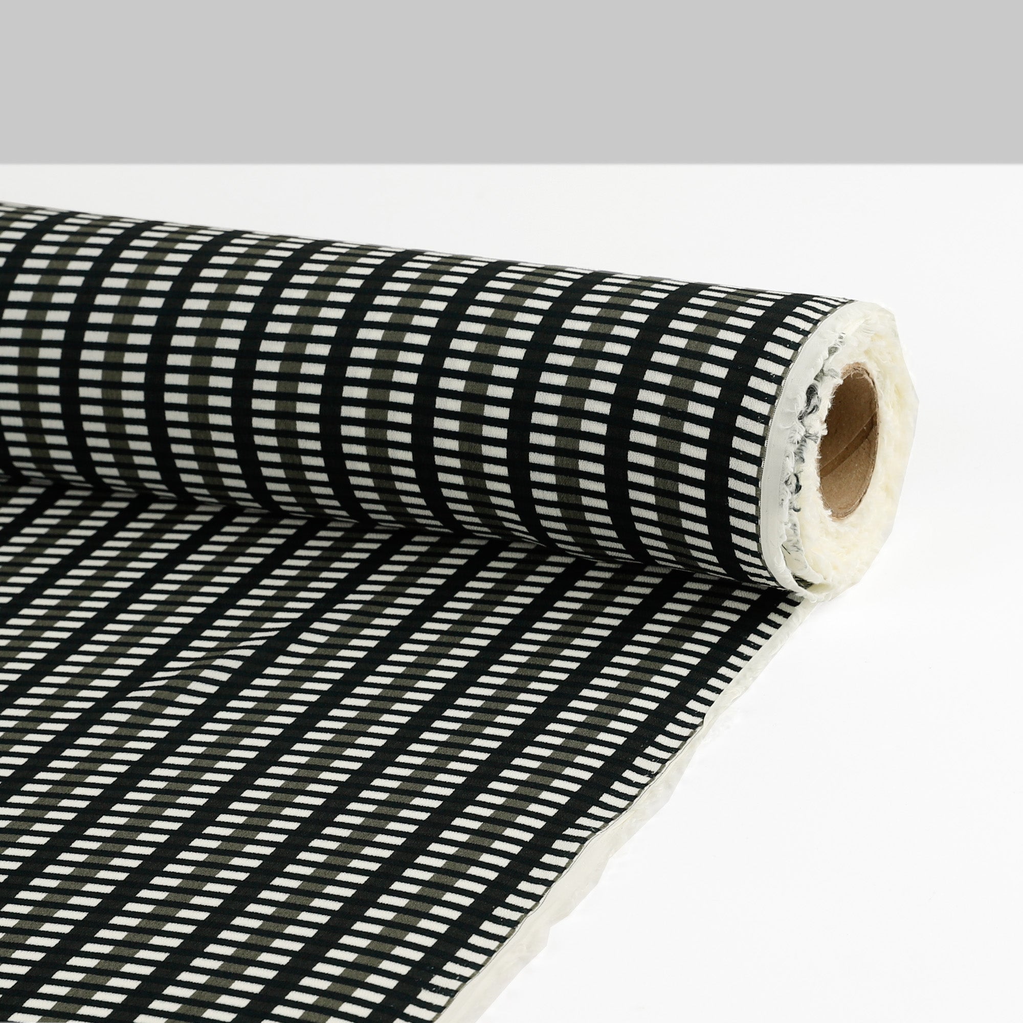 Shadow Grid Viscose Crepe - Black