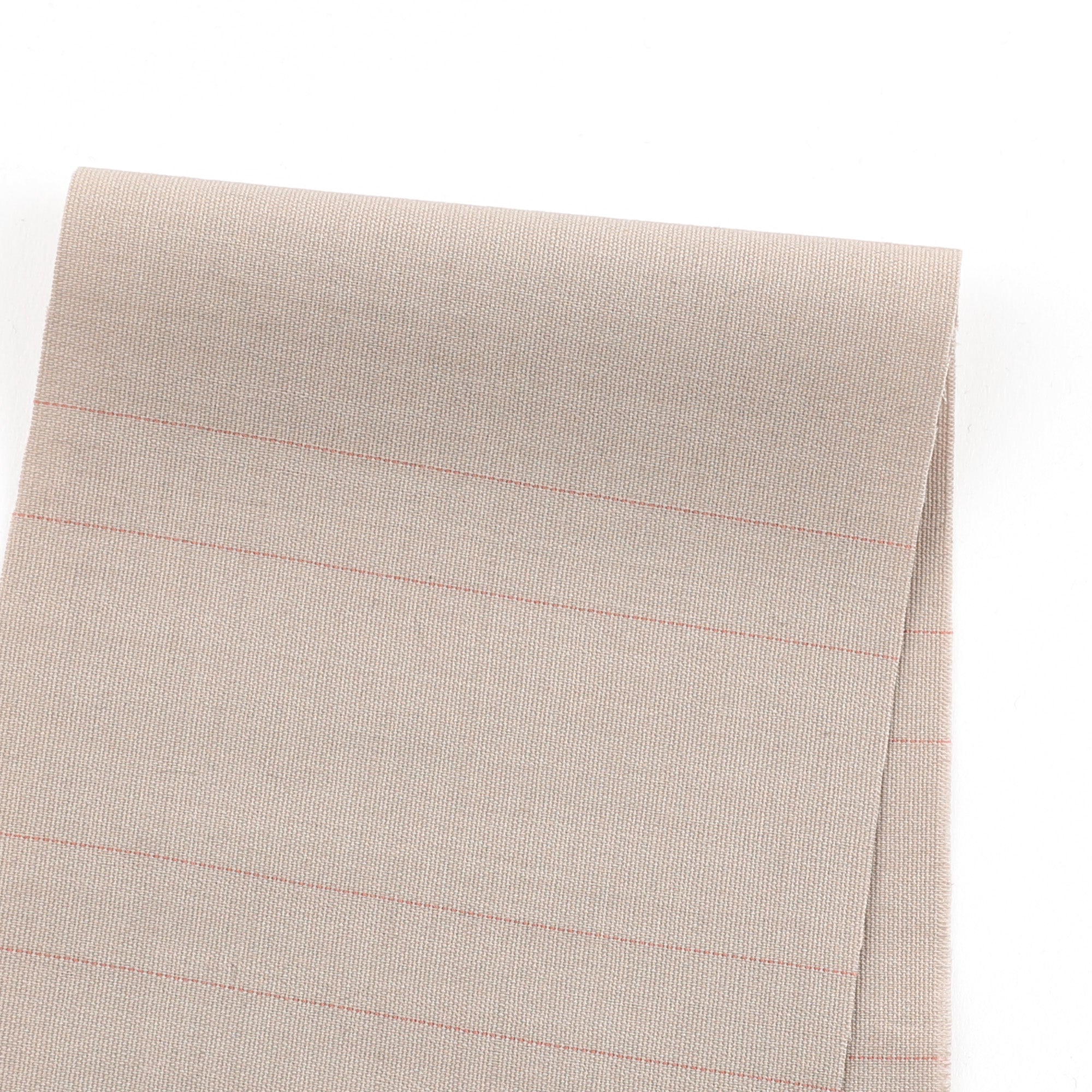 Stretch Wool Suiting - Mushroom/ Red Pin Stripe