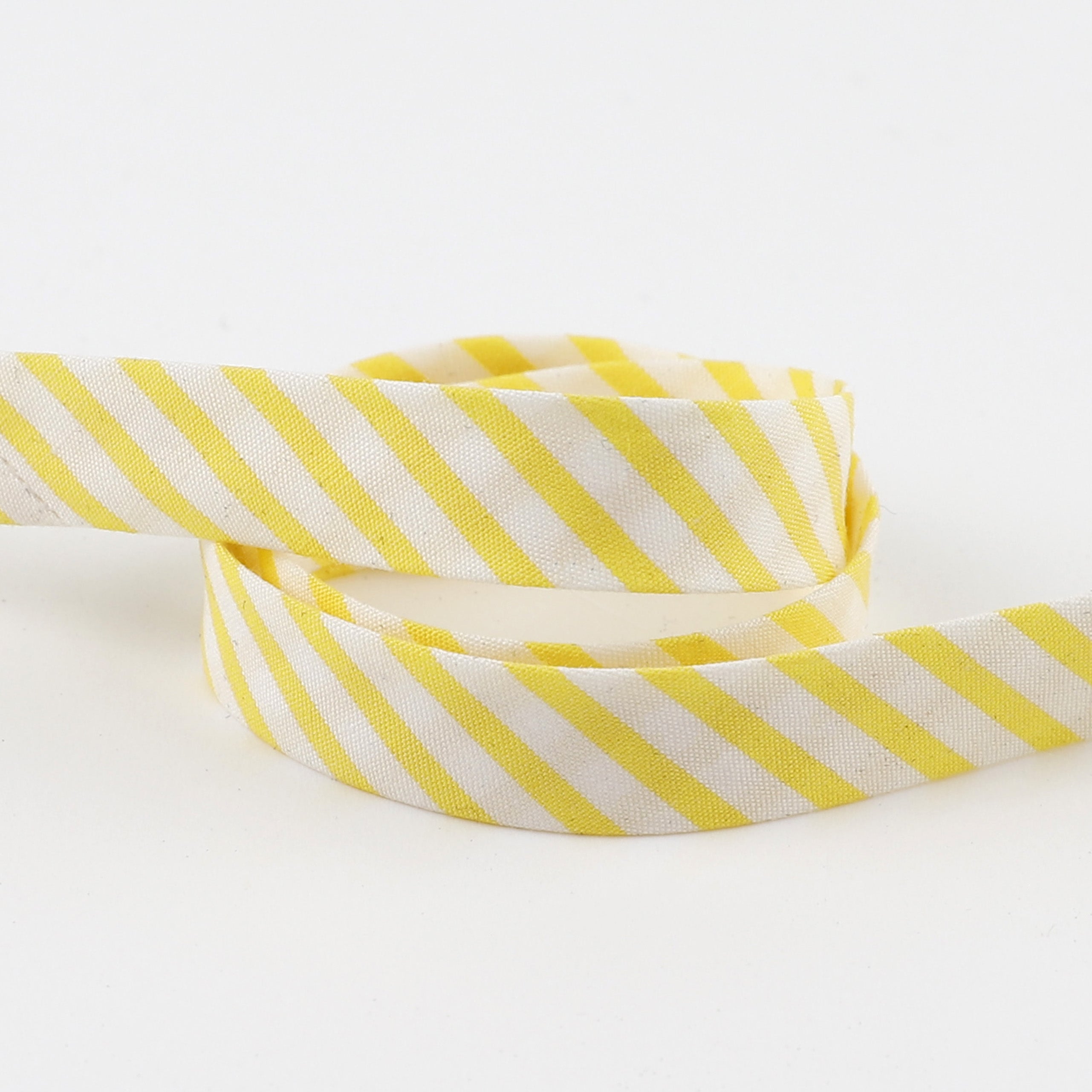 Stripe Cotton / Cupro Bias Binding - Lemon