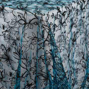 Honeysuckle Embroidered Tulle - Teal / Black