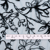 Honeysuckle Embroidered Tulle - Teal / Black