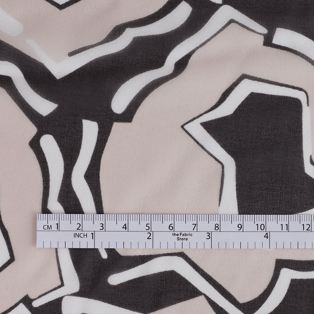 Abstract Anemone Silk Georgette - Black / Shell