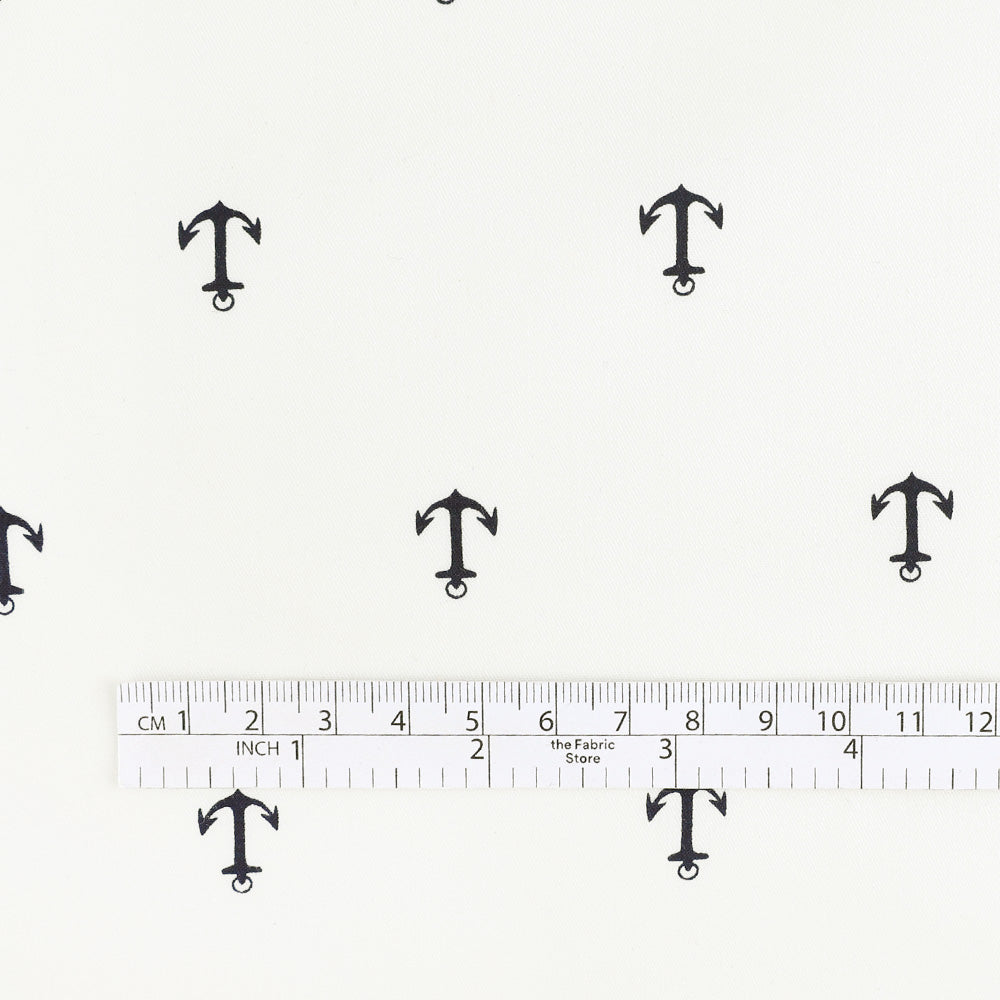 Anchor Stretch Cotton Shirting - White