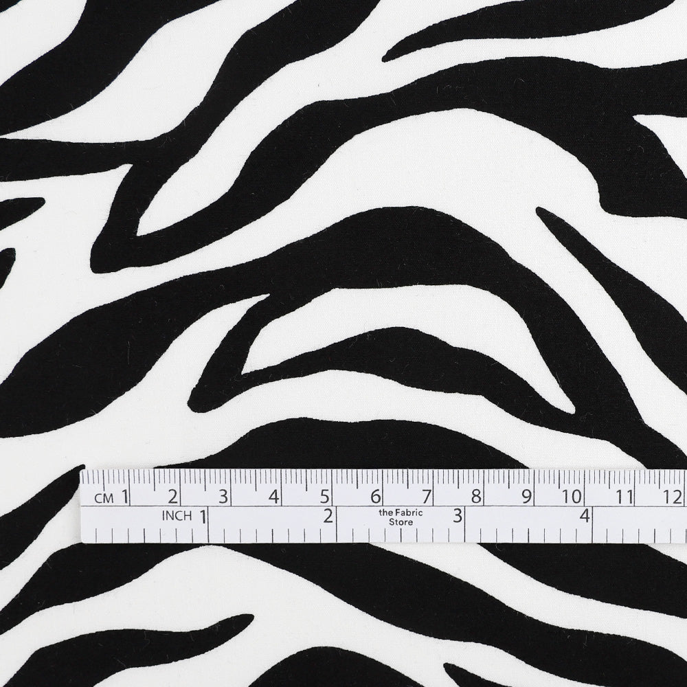 Zebra Print Cotton Poplin - White