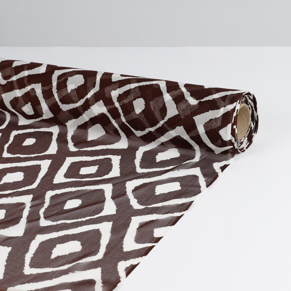 Arabesque Print Silk Crinkle Chiffon - Chocolate