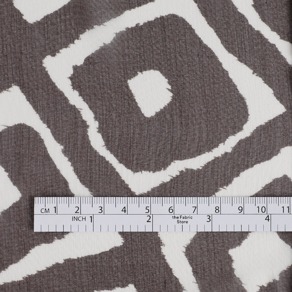 Arabesque Print Silk Crinkle Chiffon - Chocolate