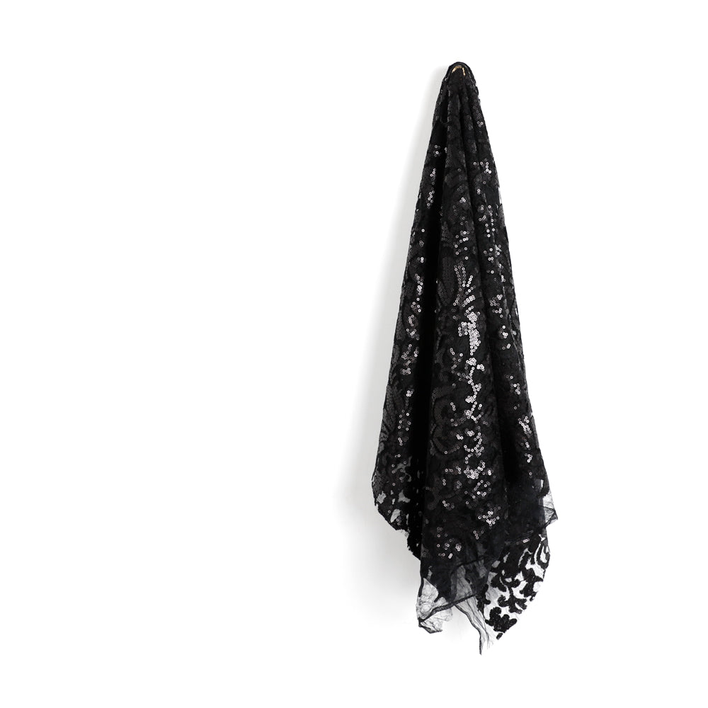 Floral Sequin Lace - Black