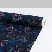 Layered Leaves Rayon Challis - Navy