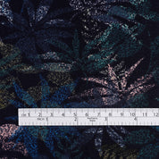 Layered Leaves Rayon Challis - Navy
