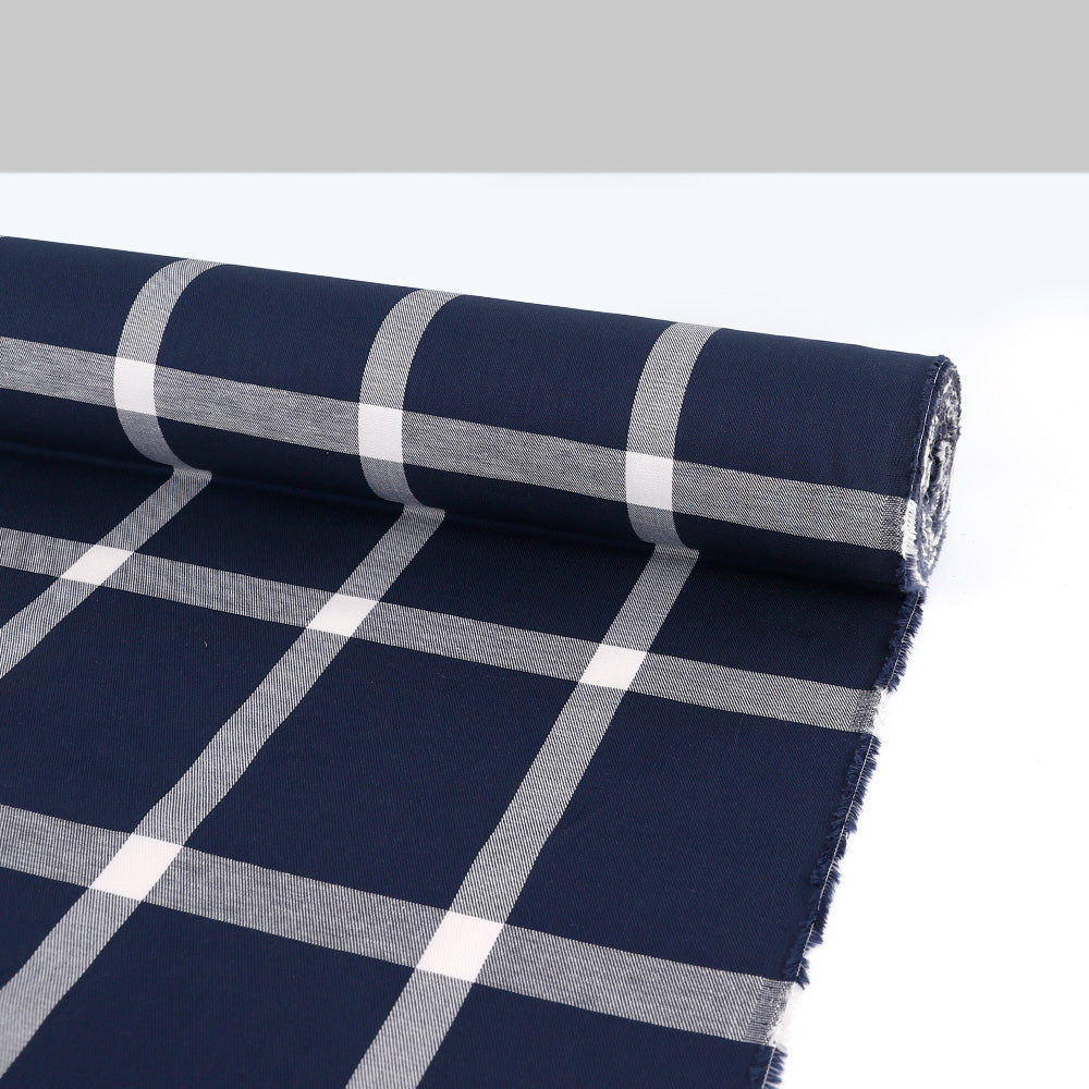 Jumbo Windowpane Check Cotton - Navy