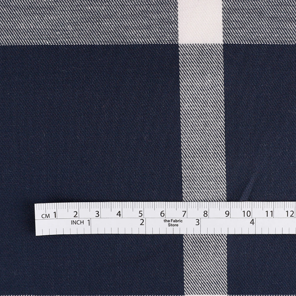 Jumbo Windowpane Check Cotton - Navy