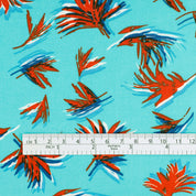 Palm Tufts Viscose Challis - Cyan