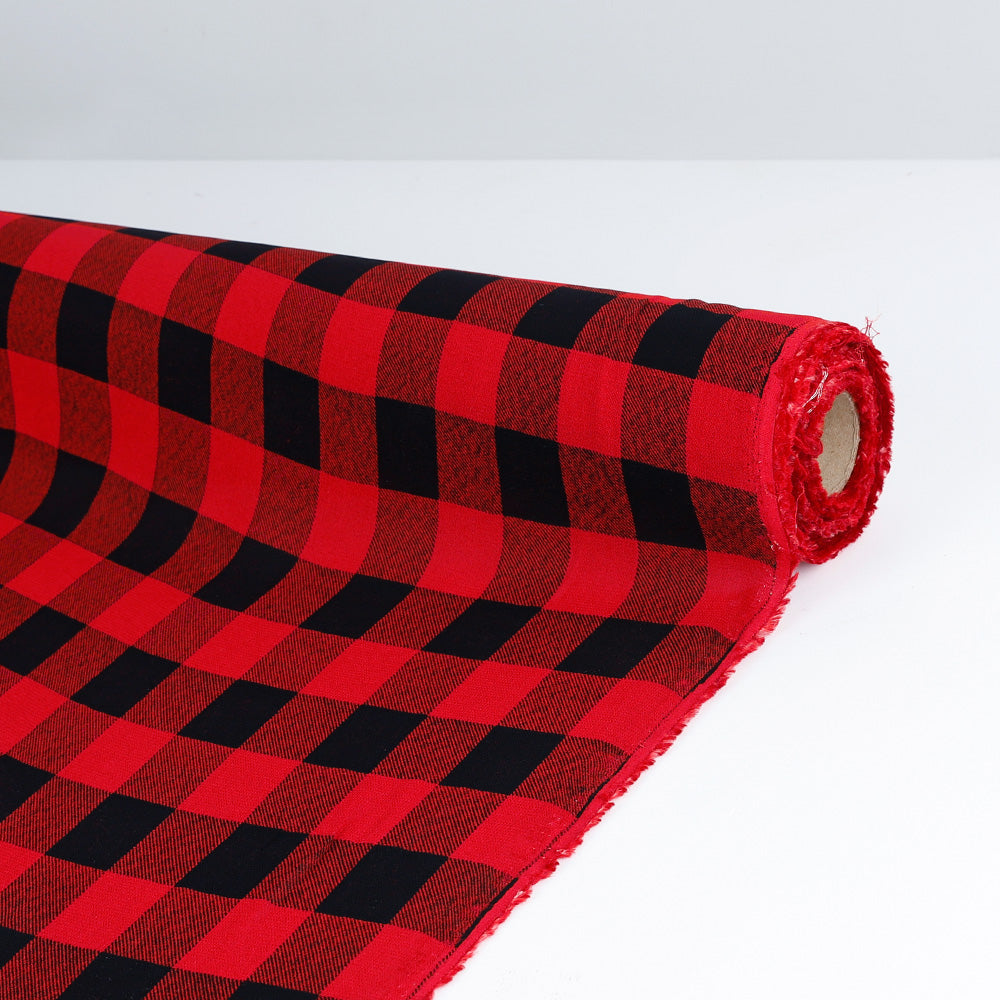 Buffalo Check Viscose Georgette - Red / Black