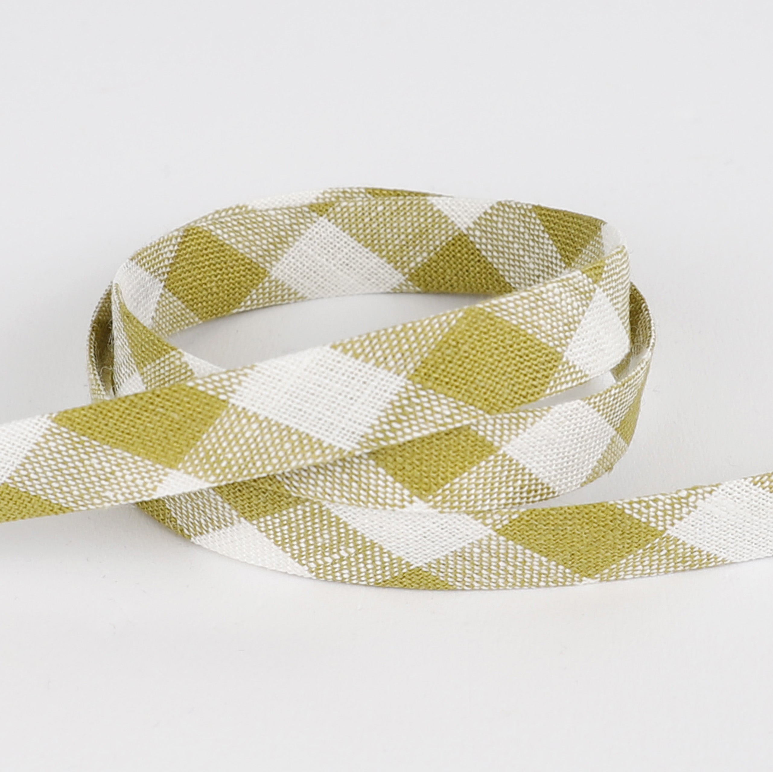 Gingham Linen Bias Binding - Celery