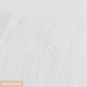Corded Floral Stripe Lace - White