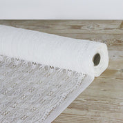 Corded Floral Stripe Lace - White