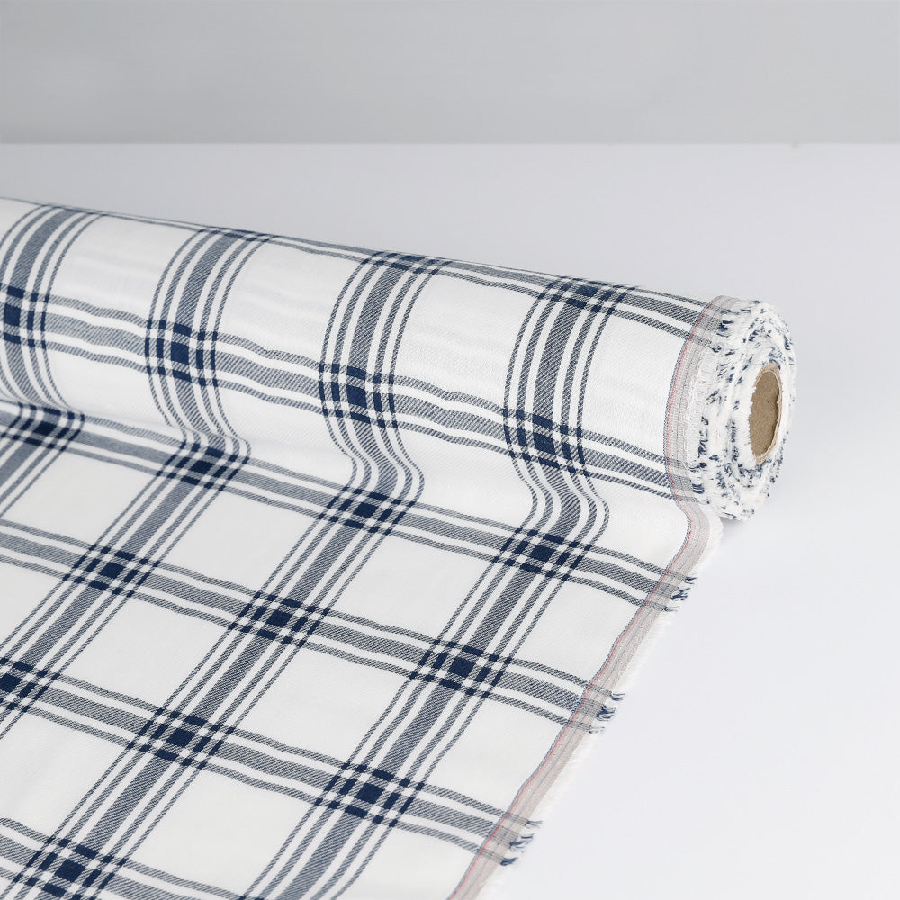 Backed Twill Check Cotton - Navy