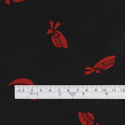 Hat Print Cotton / Rayon - Black / Red