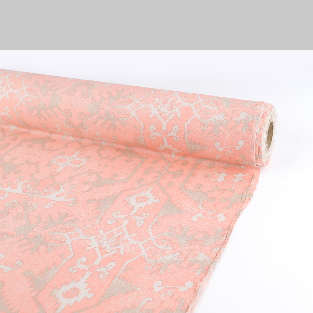 Faded Tile Print Rayon Twill - Coral