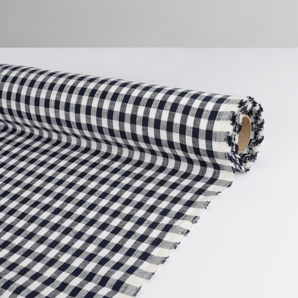Gingham Linen - Navy