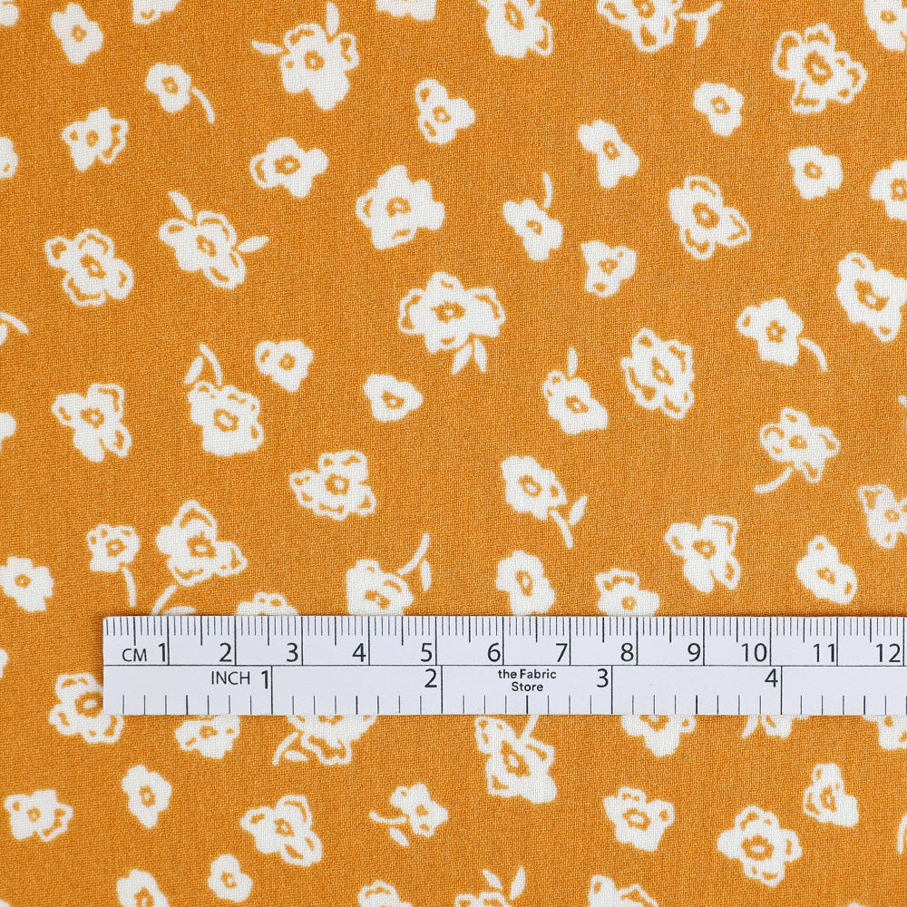 Scribble Blooms Viscose Georgette - Dijon