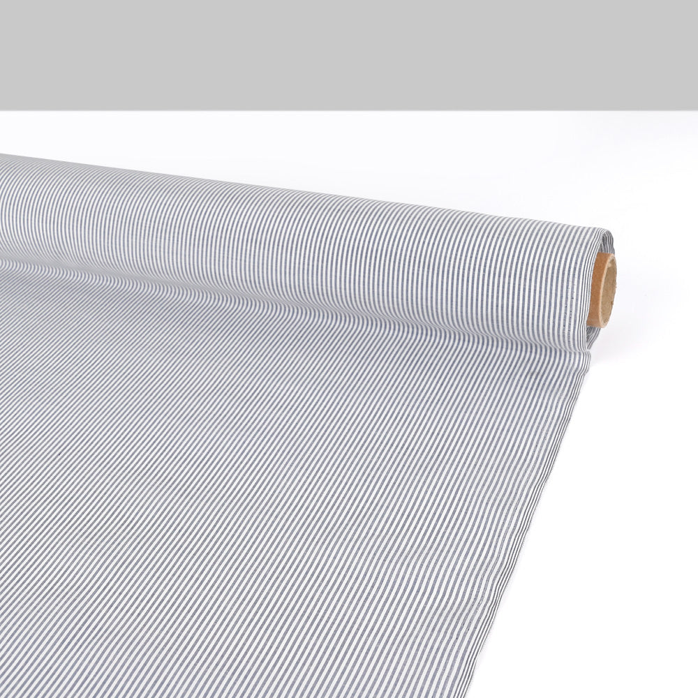 Small Stripe Cotton / Silk Voile - Ink