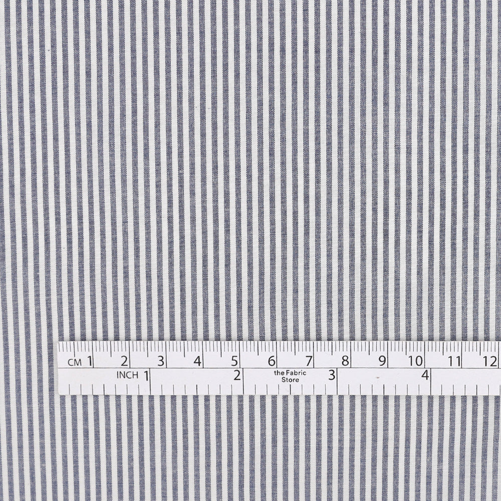 Small Stripe Cotton / Silk Voile - Ink