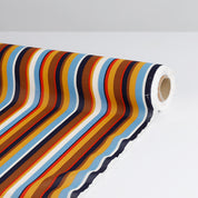 Multi Stripe Viscose Georgette - Ochre / Blue