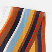 Multi Stripe Viscose Georgette - Ochre / Blue