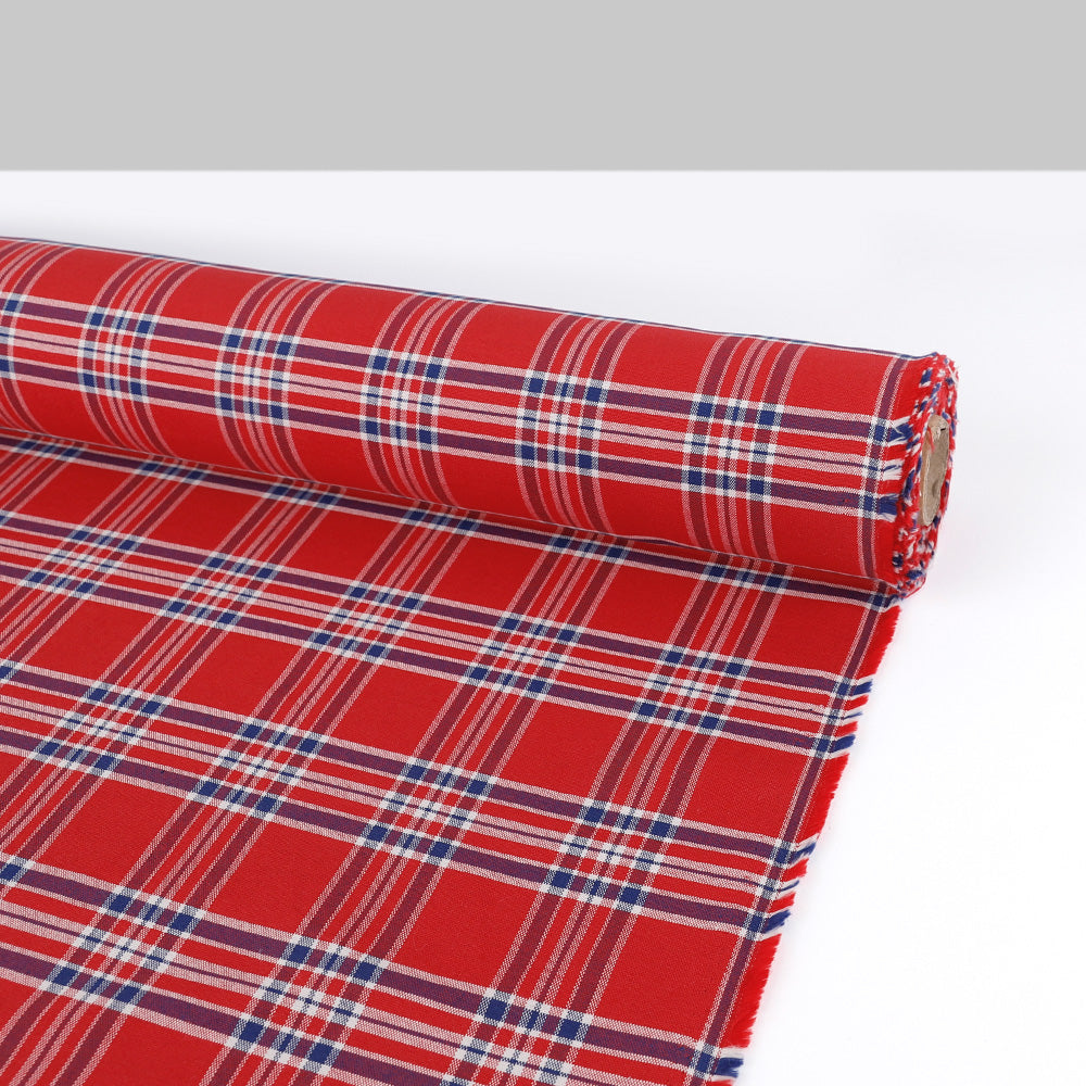 Plaid Cotton Oxford - Red Mix