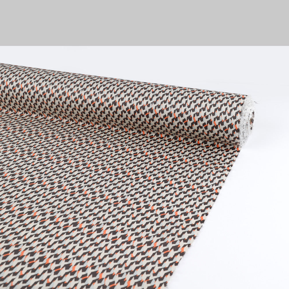 Axonometric Cotton Sateen - Ecru / Shark