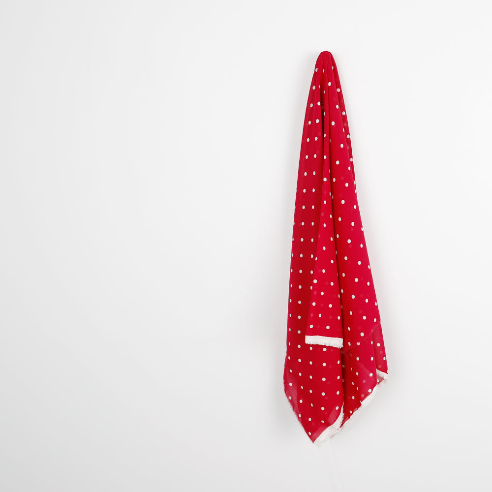 Polka Dot Viscose Georgette - Fuschia
