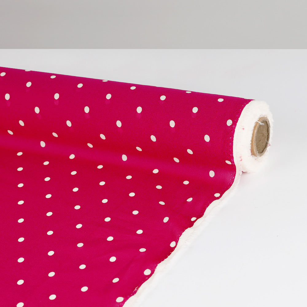 Polka Dot Viscose Georgette - Fuschia