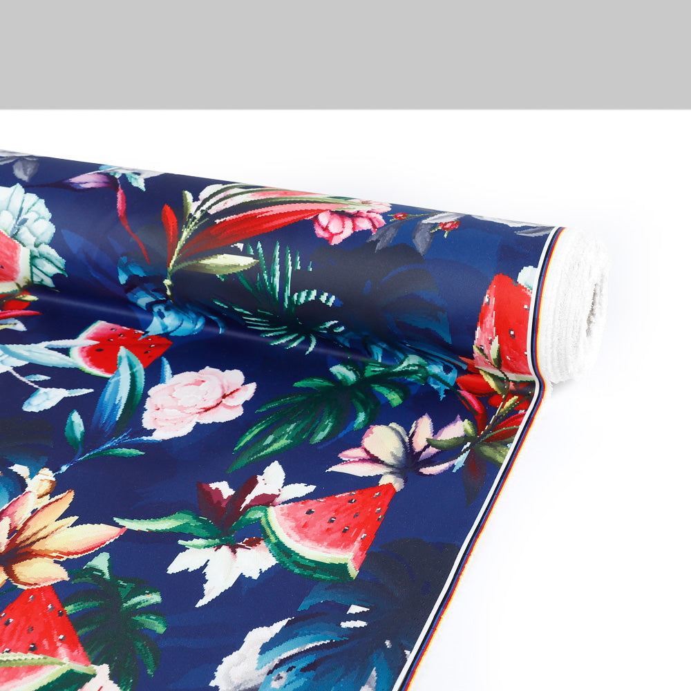 Pixelated Watermelon Stretch Sateen - Blue