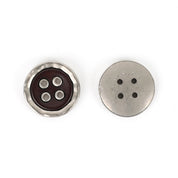 Metal / Poly Pie Button 22mm - Chocolate / Silver
