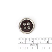 Metal / Poly Pie Button 22mm - Chocolate / Silver